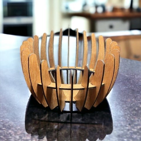 HOUTEN DESIGNFRUITSCHAAL ECHINACEA LARGE