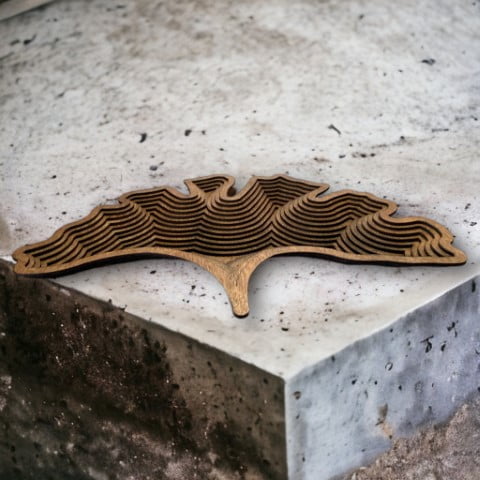 4. HOUTEN DESIGNSCHAAL GINKGO - UNIEKE HANDGEMAAKTE HOUTEN SCHAAL UIT BELGIE